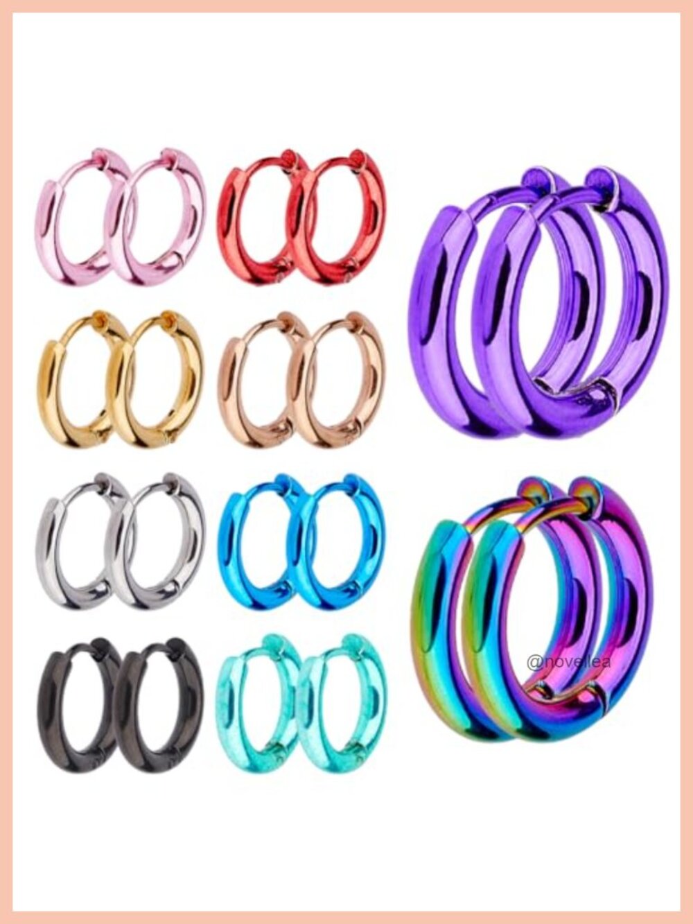 20 Pcs 10 Colors Sm Hoop Earrings 304 Stainless Steel